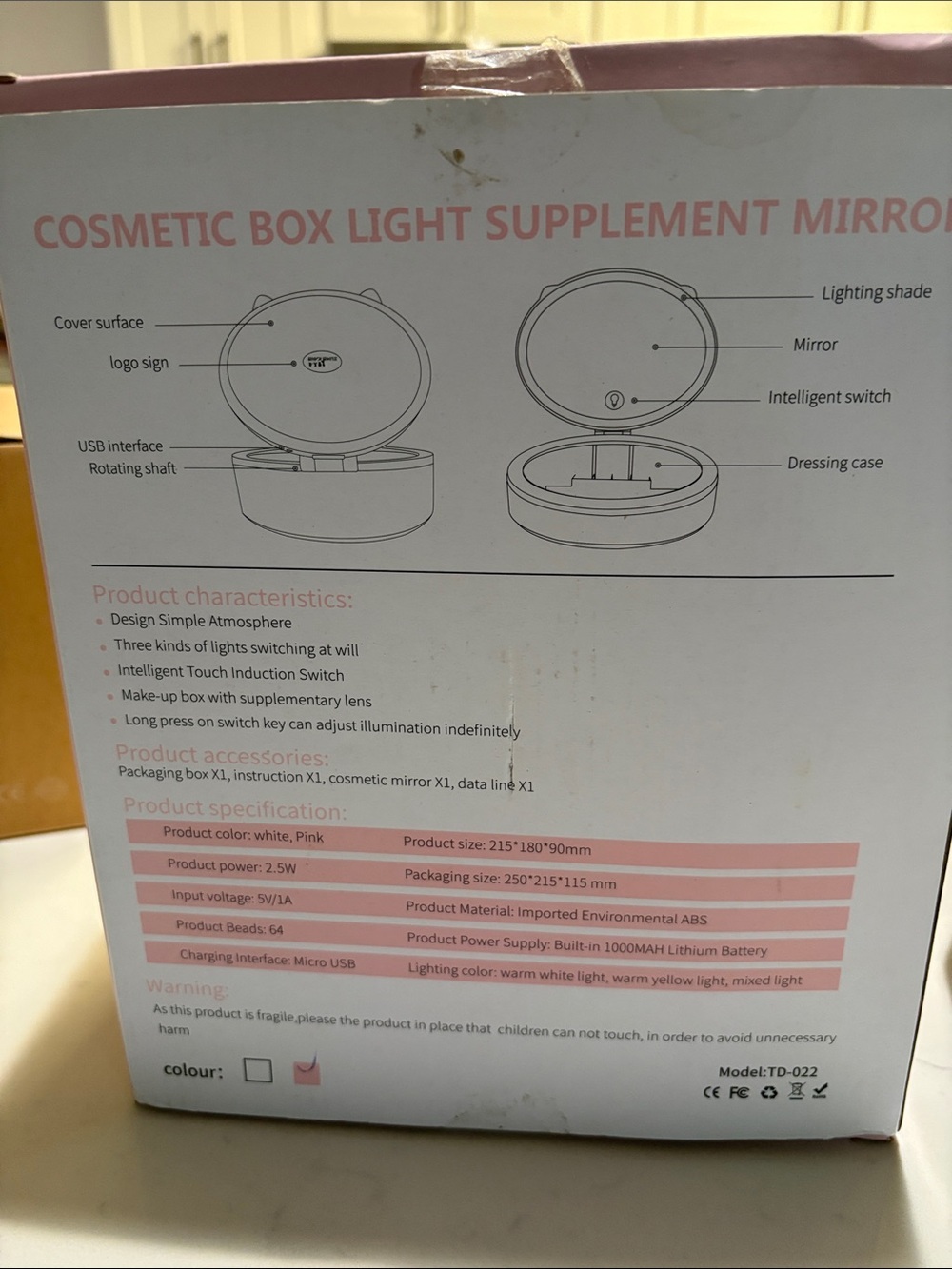 Cosmetic Lighted Vanity Mirror with Storage - White - Picture 2 of 7